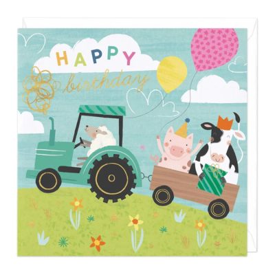 tractor childrens birthday card
