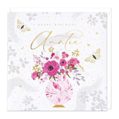 pink vase auntie birthday card