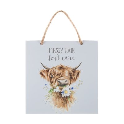 highland cow wooden plaque
