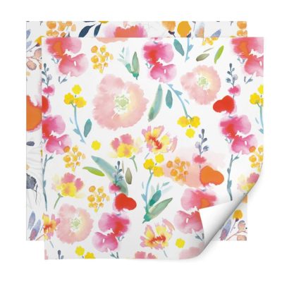 yellow & red watercolour floral gift wrap