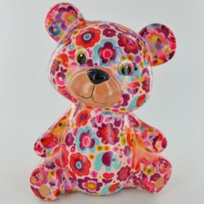 Pomme Pidou Pink Toto Teddy Bear Money Box