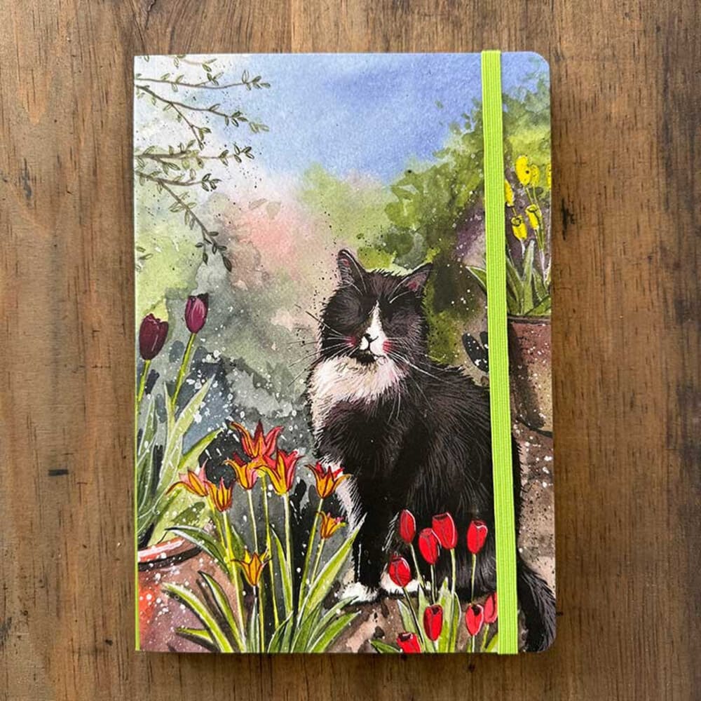 Cat and Tulips Large Notebook by Alex Clark