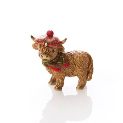 Tartan Beret Highland Cow Resin Ornament